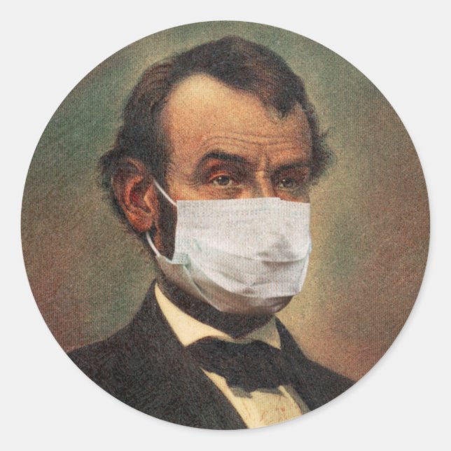 Adesivo Vinheta redonda clássica ABE LINCOLN FACE MASK (Frente)