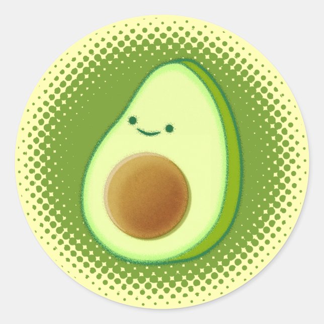 Adesivo Vinheta redonda clássica Avocado de desenho animad (Frente)