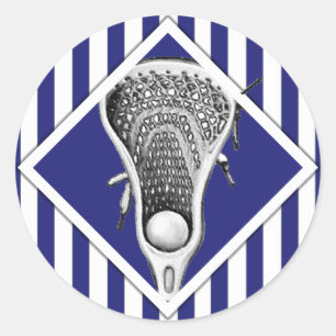 Adesivo Vinheta redonda clássica azul da equipe Lacrosse 