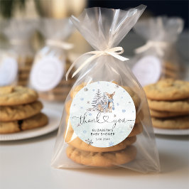 Adesivo Vinheta-redonda Clássica Azul-Inverno-Cinzento