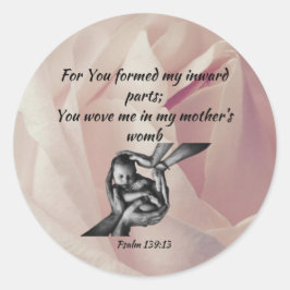 Adesivo Vinheta redonda clássica "Baby in Hands"