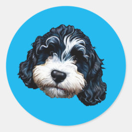 Adesivo Vinheta redonda clássica Bernedoodle