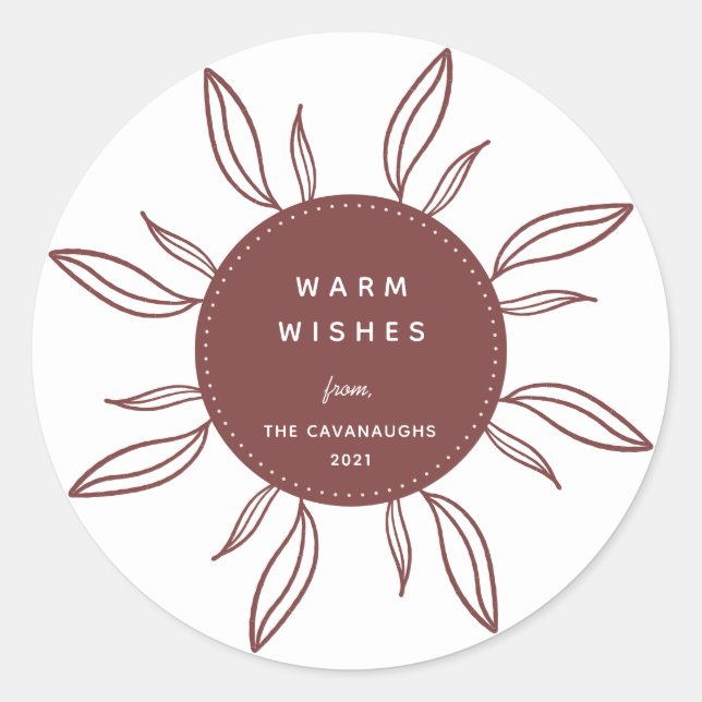 Adesivo Vinheta redonda clássica Bohemian Wreath Holiday (Frente)