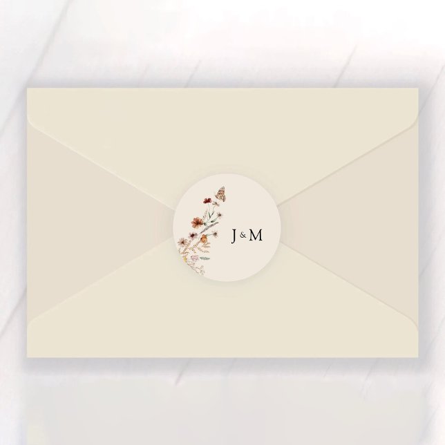 Adesivo Vinheta redonda clássica Boho Tiny Wildflower (Criador carregado)