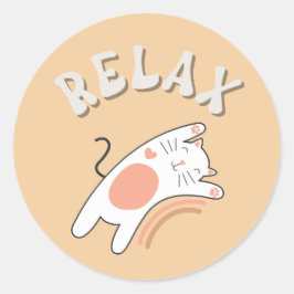 Adesivo Vinheta redonda clássica CAT COM RELAX FUNNY