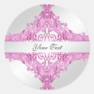 Adesivo Vinheta redonda Clássica Clorosa Decorativa Rosa