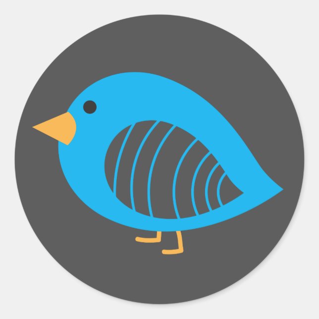 Adesivo Vinheta redonda clássica, colorida, de aves esquis (Frente)