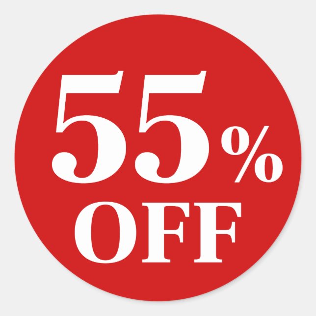 Adesivo Vinheta redonda clássica com 55% OFF Red Backgroun (Frente)