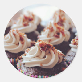 Adesivo Vinheta redonda clássica com chocolate de cupcake