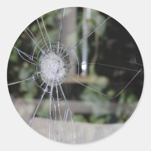 Adesivo Vinheta redonda clássica com janela quebrada