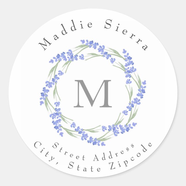 Adesivo Vinheta redonda clássica com Lavanda de água (Frente)