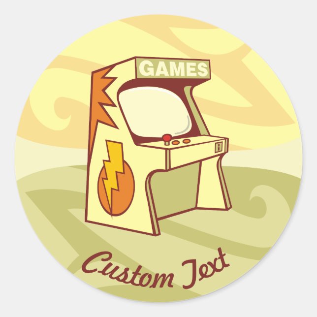 Adesivo Vinheta redonda clássica da máquina de Arcade (Frente)