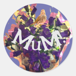 Adesivo Vinheta redonda clássica das flores roxas