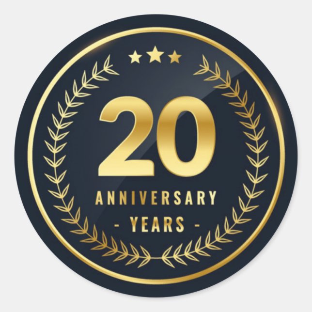 Adesivo Vinheta redonda clássica de 20 anos (Frente)