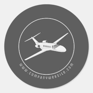 Adesivo Vinheta redonda clássica de aeronaves de jato pri
