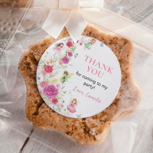 Adesivo Vinheta-redonda clássica de Aniversário de Fada Fl