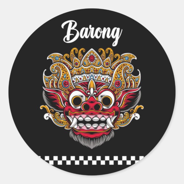 Adesivo Vinheta redonda clássica de Barong Bali (Frente)