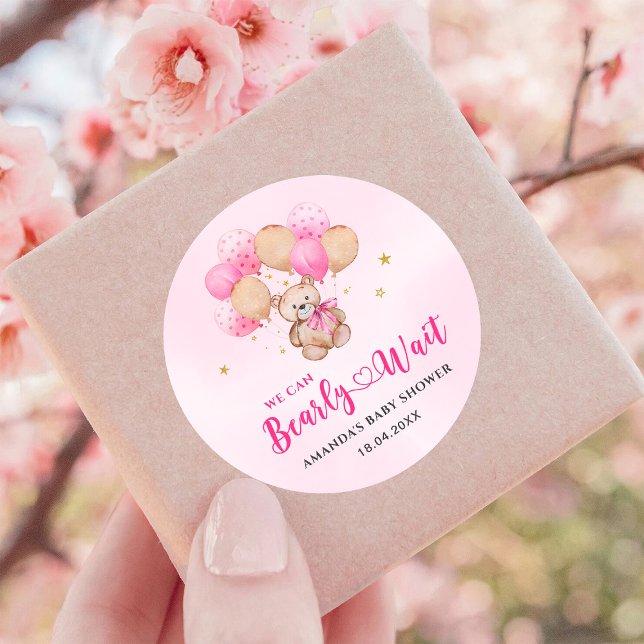 Adesivo Vinheta redonda clássica de bebê urso de pelúcia (Criador carregado)