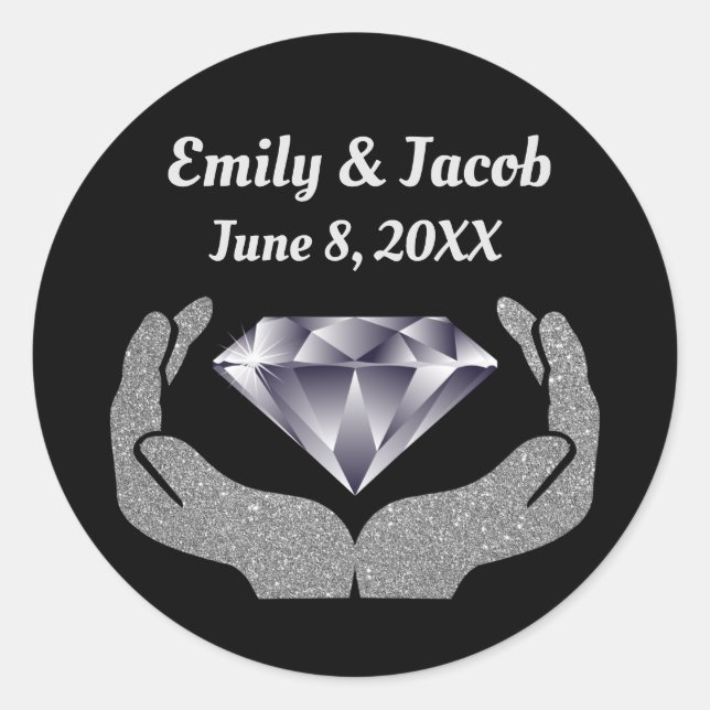 Adesivo Vinheta redonda clássica de casamento com as mãos  (Frente)