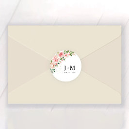 Adesivo Vinheta redonda clássica de casamento das rosas co