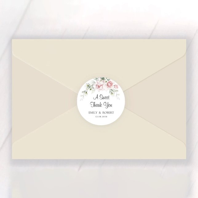 Adesivo Vinheta redonda clássica de casamento das rosas co (Criador carregado)