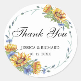 Adesivo Vinheta redonda clássica de Casamento de Aquarelas