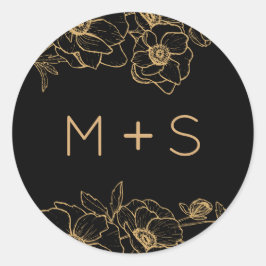 Adesivo Vinheta redonda clássica de casamento de Buquê anê