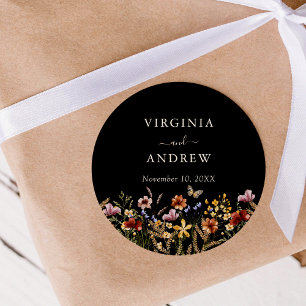 Adesivo Vinheta redonda clássica de casamento de flor selv