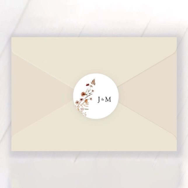 Adesivo Vinheta redonda clássica de Casamento de Flores Se (Criador carregado)