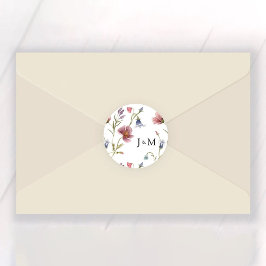 Adesivo Vinheta redonda clássica de casamento de flores se