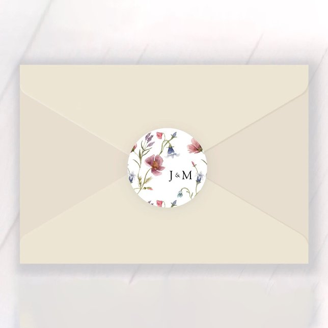 Adesivo Vinheta redonda clássica de casamento de flores se (Criador carregado)