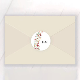 Adesivo Vinheta redonda clássica de casamento de flores se