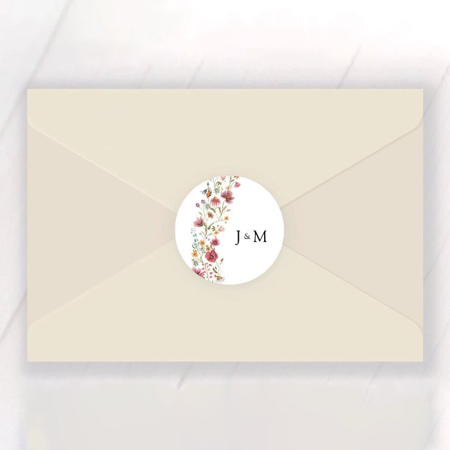 Adesivo Vinheta redonda clássica de casamento de flores se (Criador carregado)