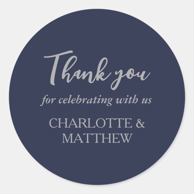 Adesivo Vinheta redonda clássica de casamento de prata de  (Frente)