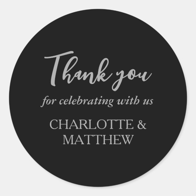 Adesivo Vinheta redonda clássica de casamento de prata pre (Frente)