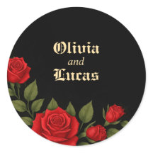 Vinheta redonda clássica de casamento gótico-rosa