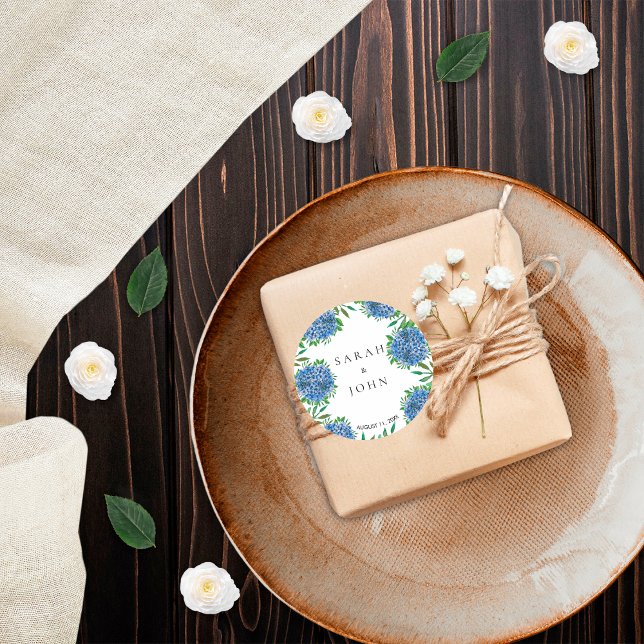 Adesivo Vinheta redonda clássica de casamento Hydrangeas a (Criador carregado)