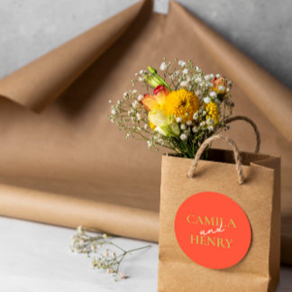 Adesivo Vinheta redonda clássica de casamento monograma el