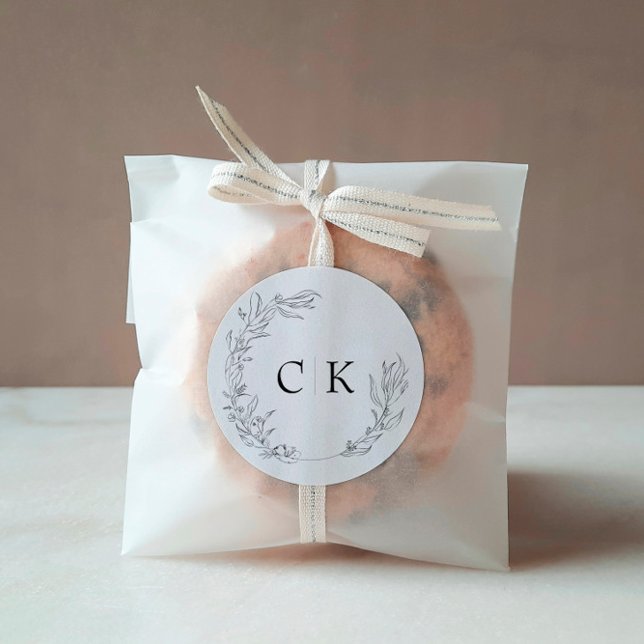 Adesivo Vinheta redonda clássica de casamento monograma el (Criador carregado)