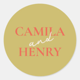 Adesivo Vinheta redonda clássica de casamento monograma el