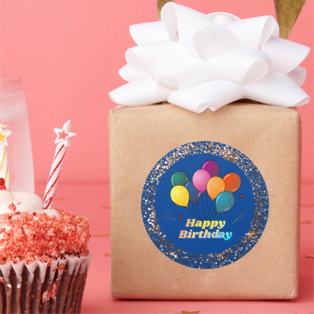 Adesivo Vinheta redonda clássica de celebrações de anivers (Festa)