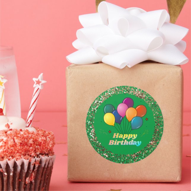 Adesivo Vinheta redonda clássica de celebrações de anivers (Festa)