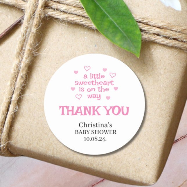 Adesivo Vinheta redonda clássica de Chá de fraldas rosa-br (Criador carregado)