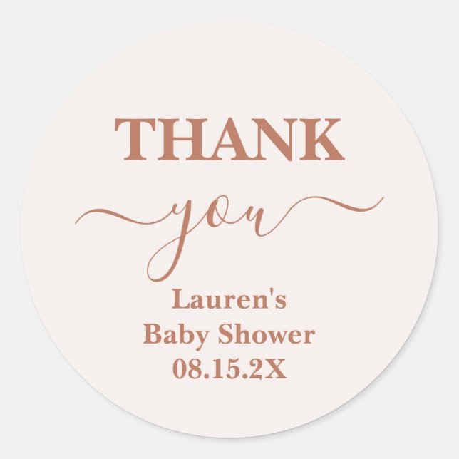 Adesivo Vinheta redonda clássica de Chá de fraldas rosa pá (Frente)