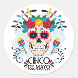 Adesivo Vinheta redonda clássica de Cinco de Mayo