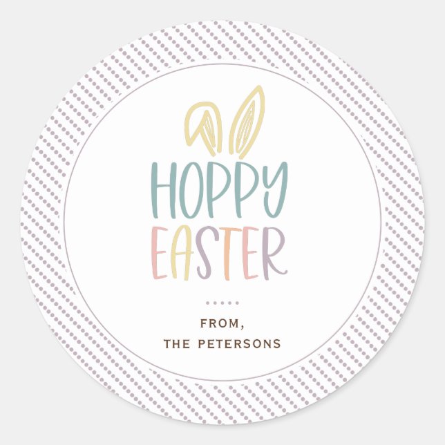 Adesivo Vinheta redonda clássica de "coelhinho de páscoa" (Frente)