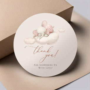 Adesivo Vinheta redonda clássica de elefante adormecido