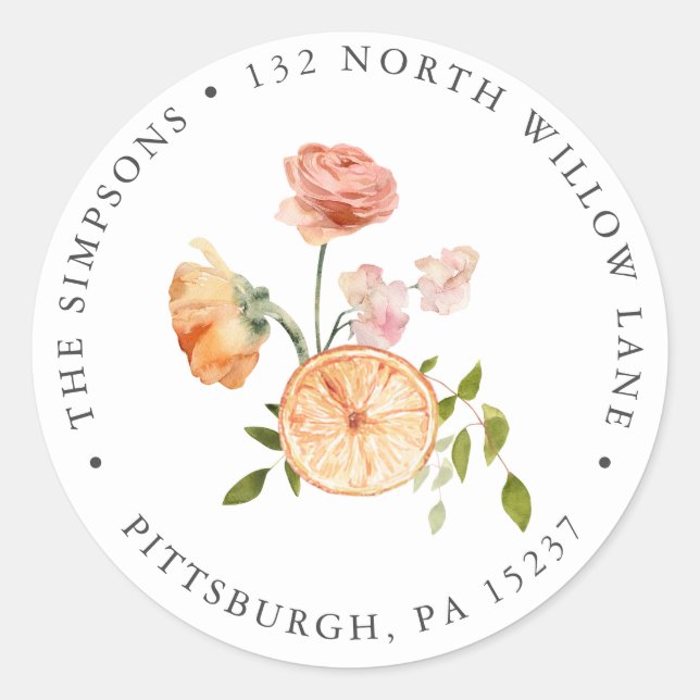 Adesivo Vinheta redonda clássica de endereço de retorno de (Frente)