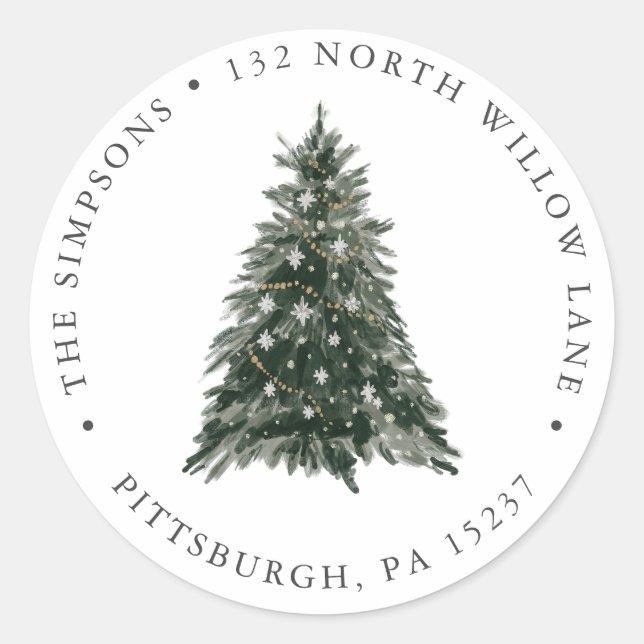 Adesivo Vinheta redonda clássica de endereço de retorno de (Frente)