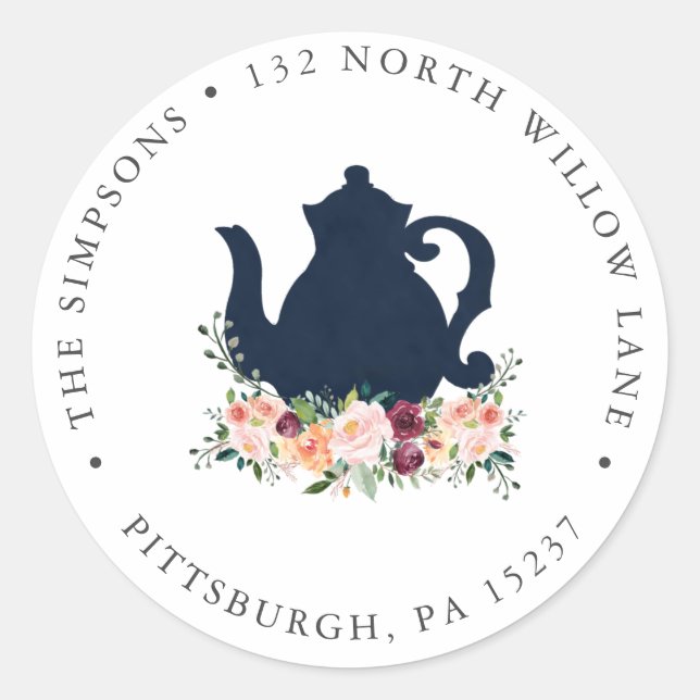 Adesivo Vinheta redonda clássica de endereço de retorno de (Frente)